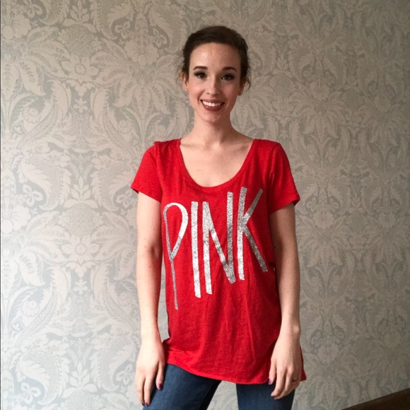 PINK Victoria's Secret Tops - •NWOT•Victoria's Secret PINK•Glitter Shirt•S•••029